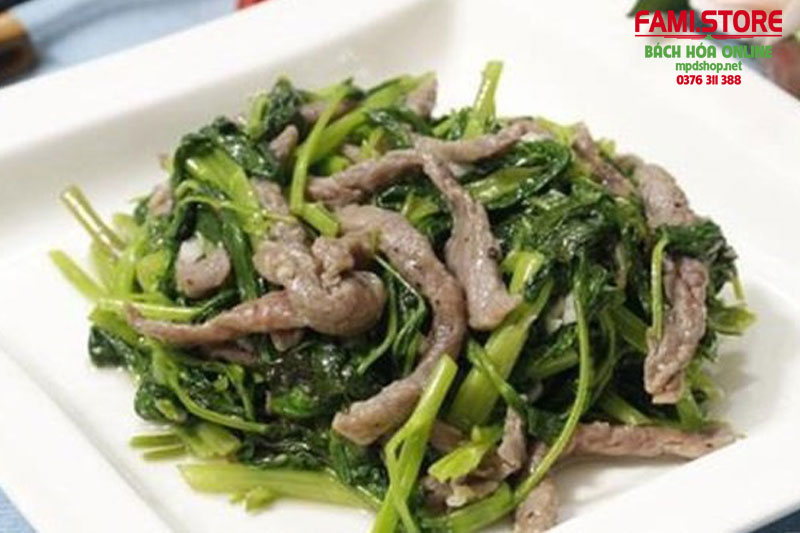 Món thịt bò xào rau muống