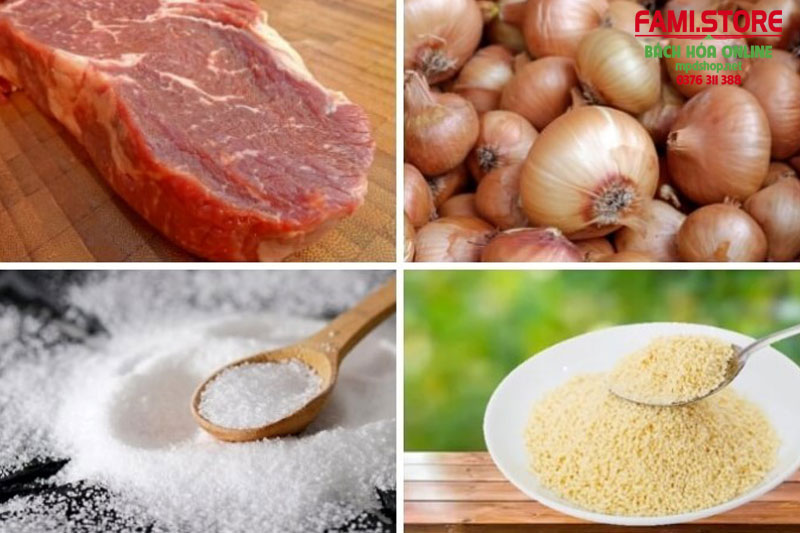 Nguyên liệu nấu món bò xào hành tây